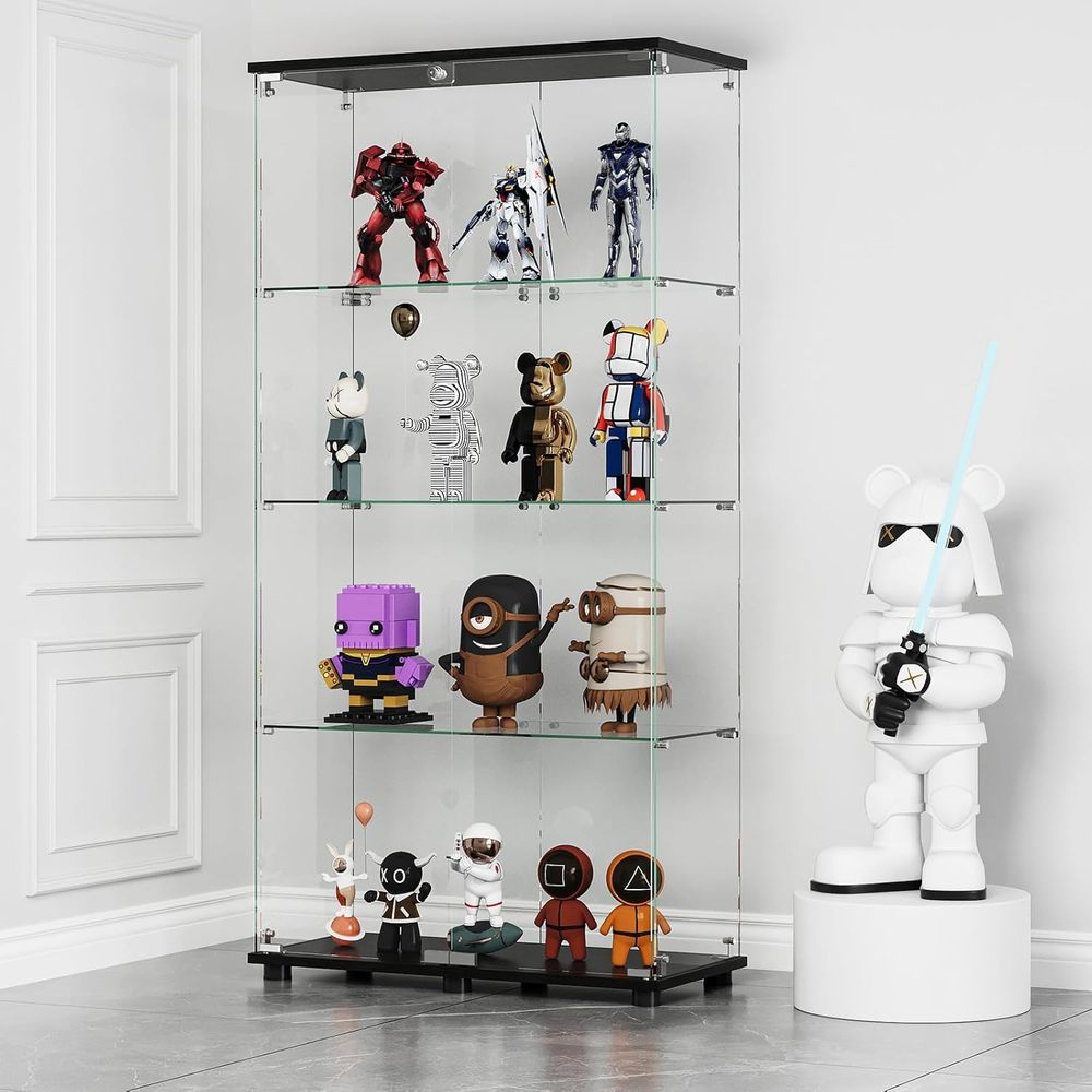Glass Cabinet Display - Vitrina de Cristal con 4 Estantes,