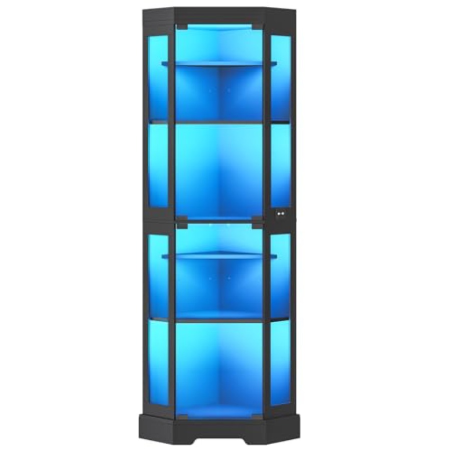 Glass Cabinet Display - Vitrina de esquina con puertas de
