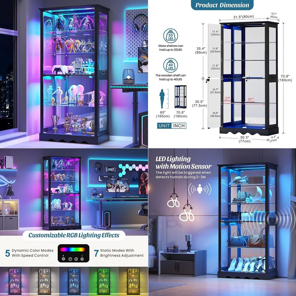 Glass Cabinet Display - Vitrina con Puertas de Vidrio, Vitrina