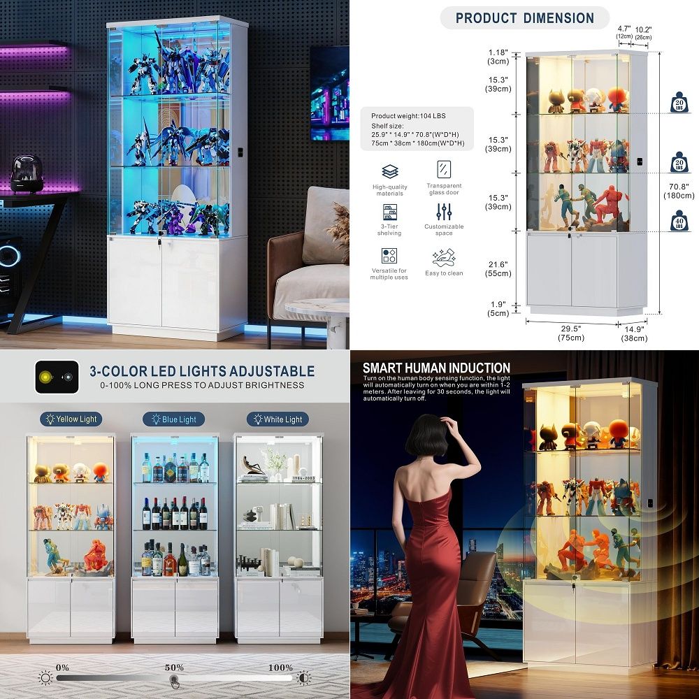 Glass Cabinet Display - Vitrina de exhibición con puertas de