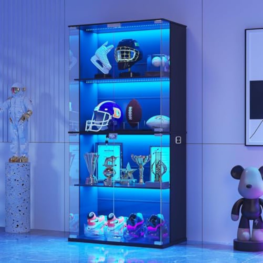 Glass Cabinet Display - Vitrina Negra con Puerta de Vidrio,