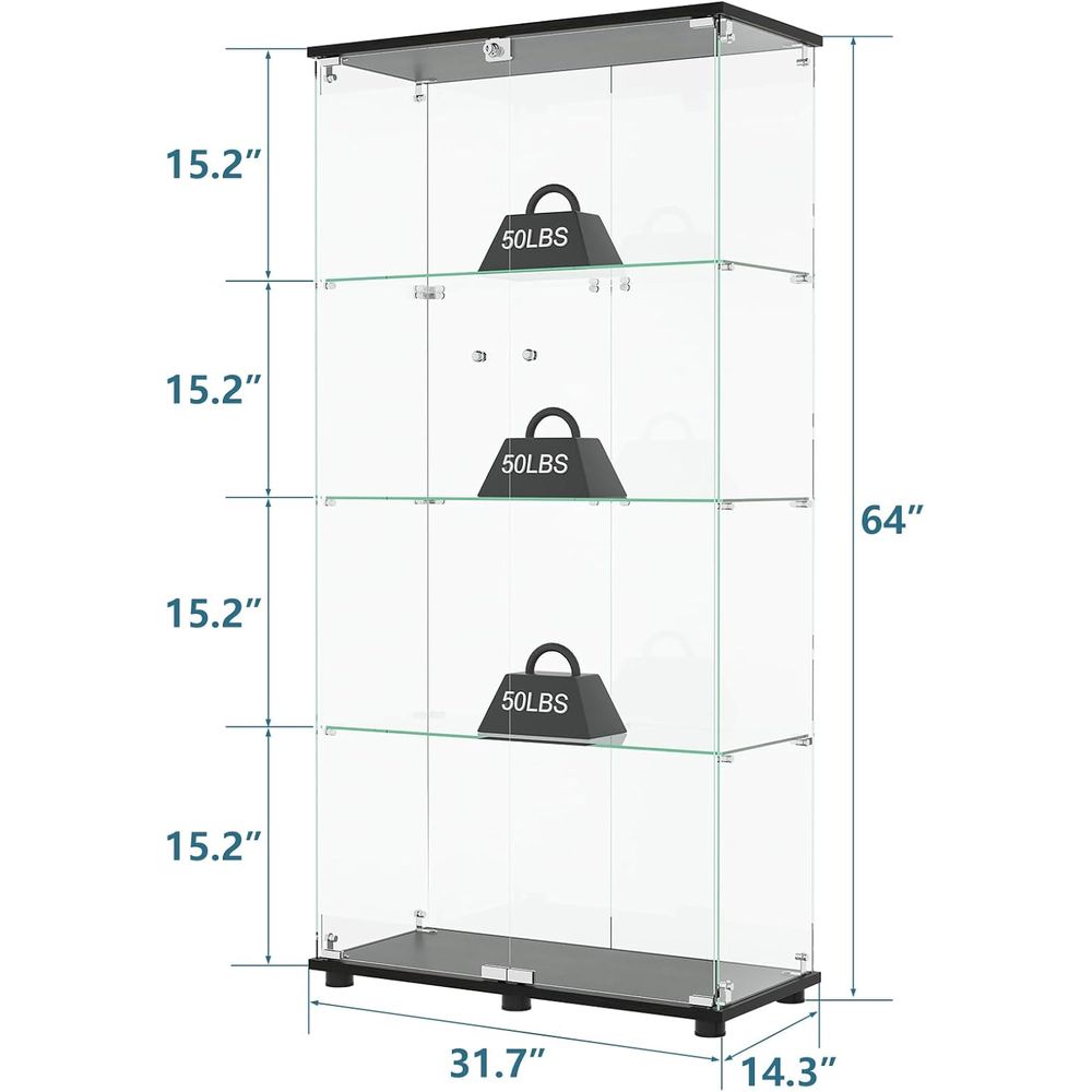 Vitrina de Cristal con 4 Estan - Glass Cabinet Display reseña y precio