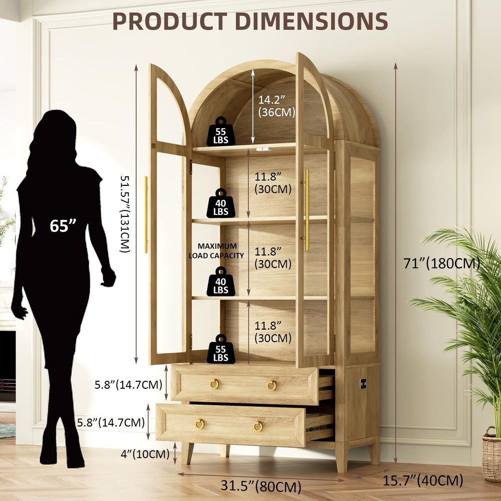 Vitrina Arqueada de 71 Pulgada - Glass Cabinet Display reseña y precio