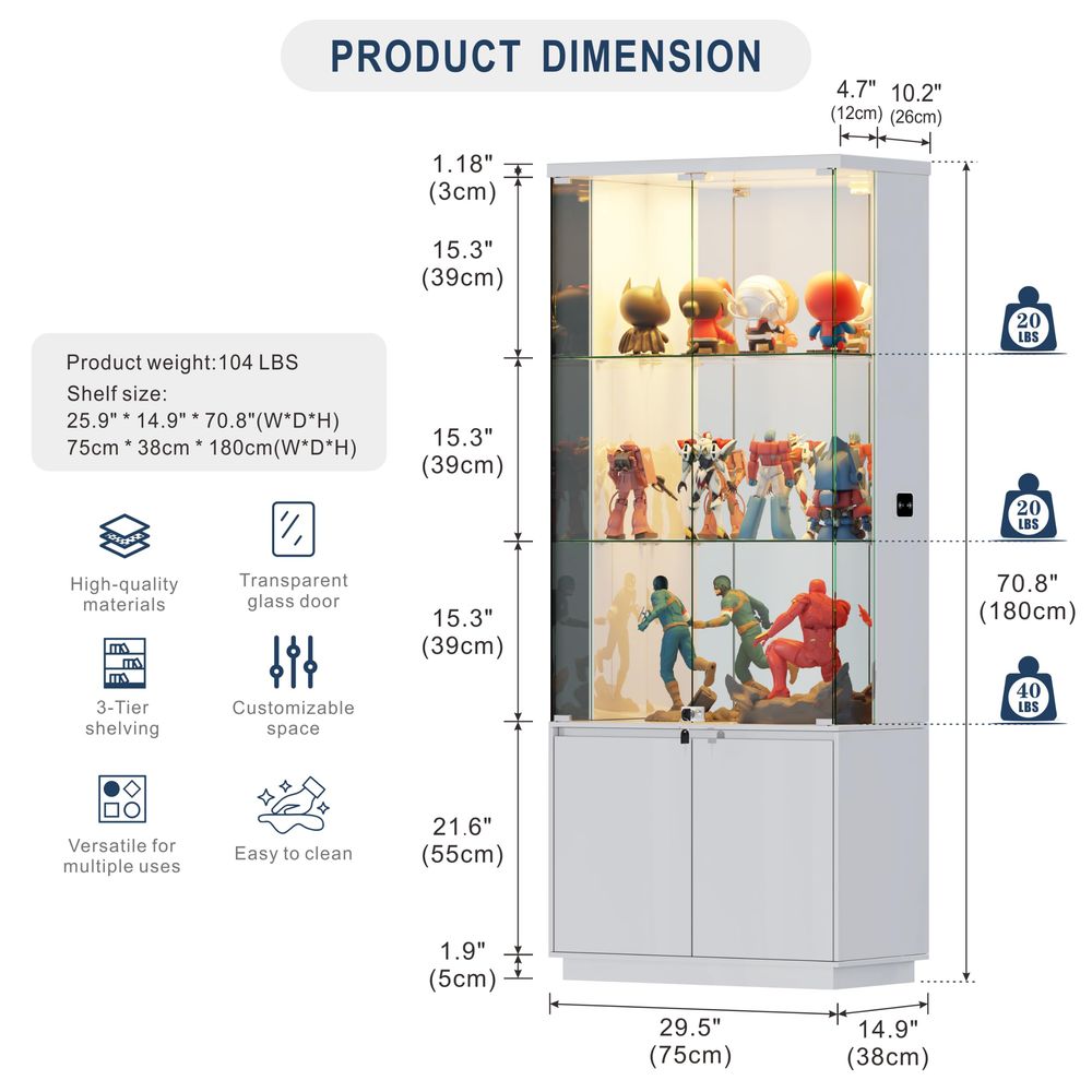 Vitrina de exhibición con puer - Glass Cabinet Display reseña y precio