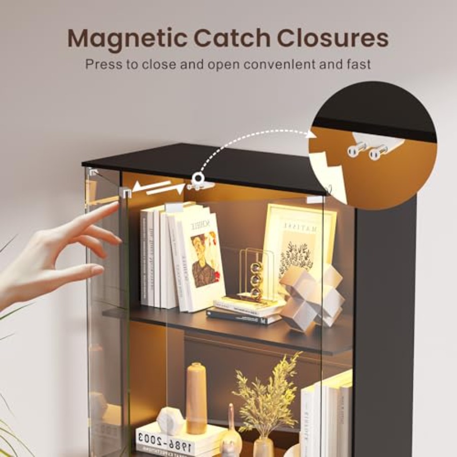 Vitrina Negra con Puerta de Vi - Glass Cabinet Display reseña y precio